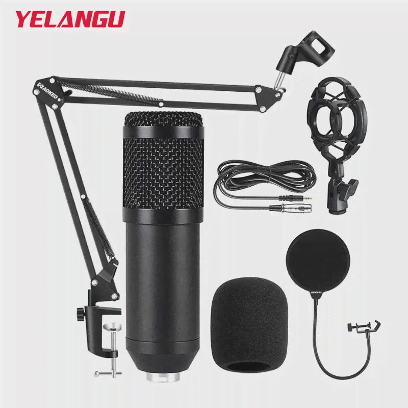 Студийный микрофон YELANGU Microfone Bm 800, Профессиональный микрофон Bm800, Конденсаторный микрофон для записи звука для компьютера