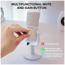 Hator Микрофон MAONO, модель DM30 с RGB подсветкой, USB, белый микрофоны
