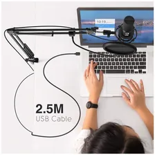 FIFINE Конденсаторный USB микрофон FIFINE T669, студийный, игровой, для стримов, для конференций ( Регулируемая стойка, антивибрационное крепление (паук), поп-фильтр, кабель USB) микрофоны