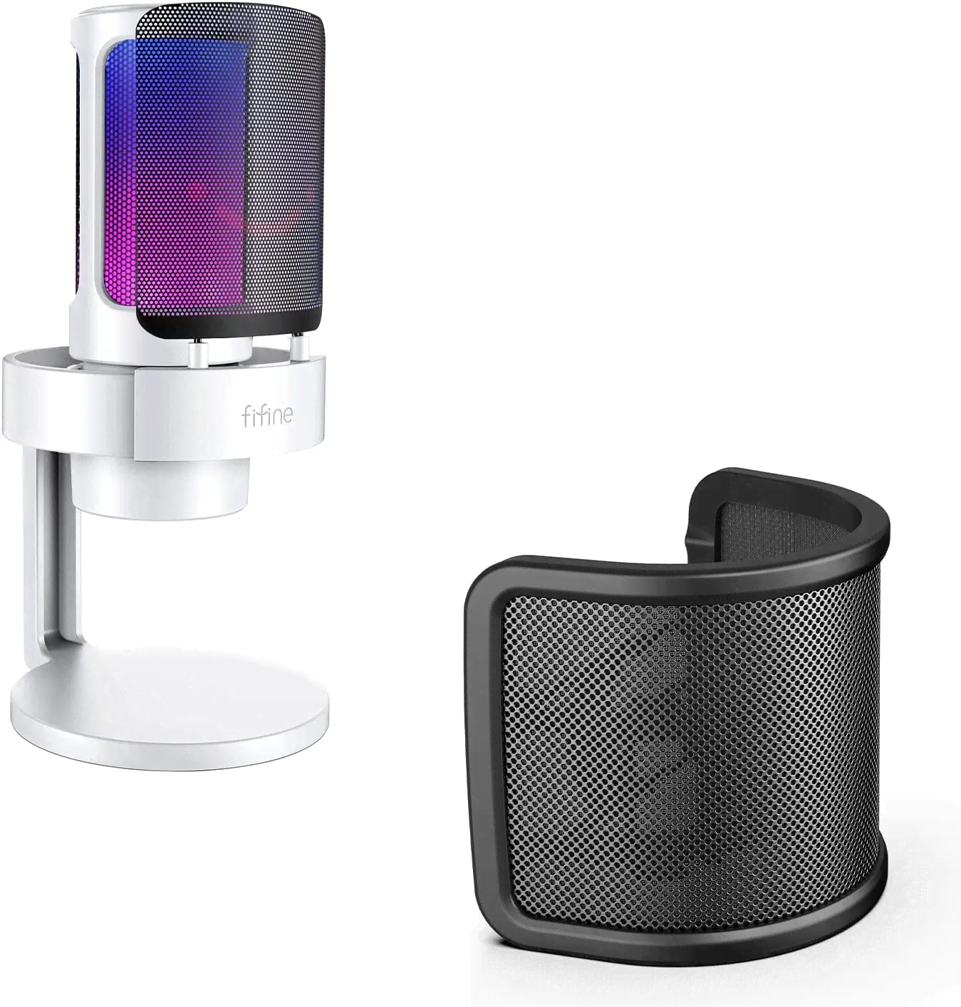 Игровой USB-микрофон FIFINE AMPLIGAME RGB с разъемом для наушников и поп-фильтром-0