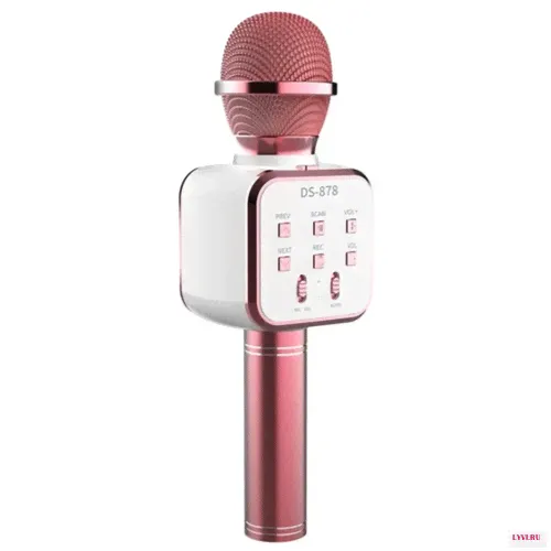 Микрофон для караоке беспроводной Wireless Microphone / HIFI Speaker / Беспроводной караоке микрофон / розовый